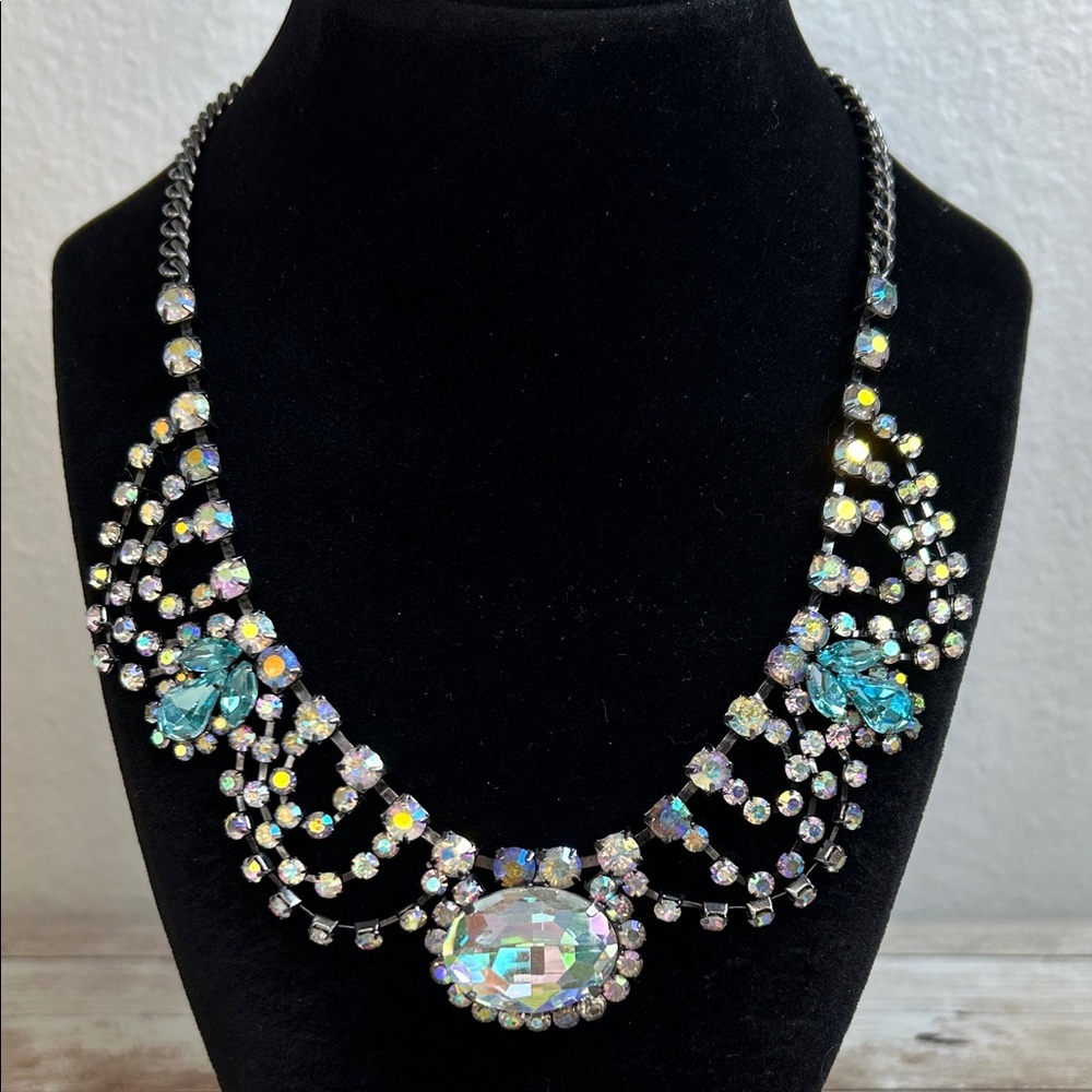 Katy Perry Prism brand aurora borealis rhinestone bib statement necklace